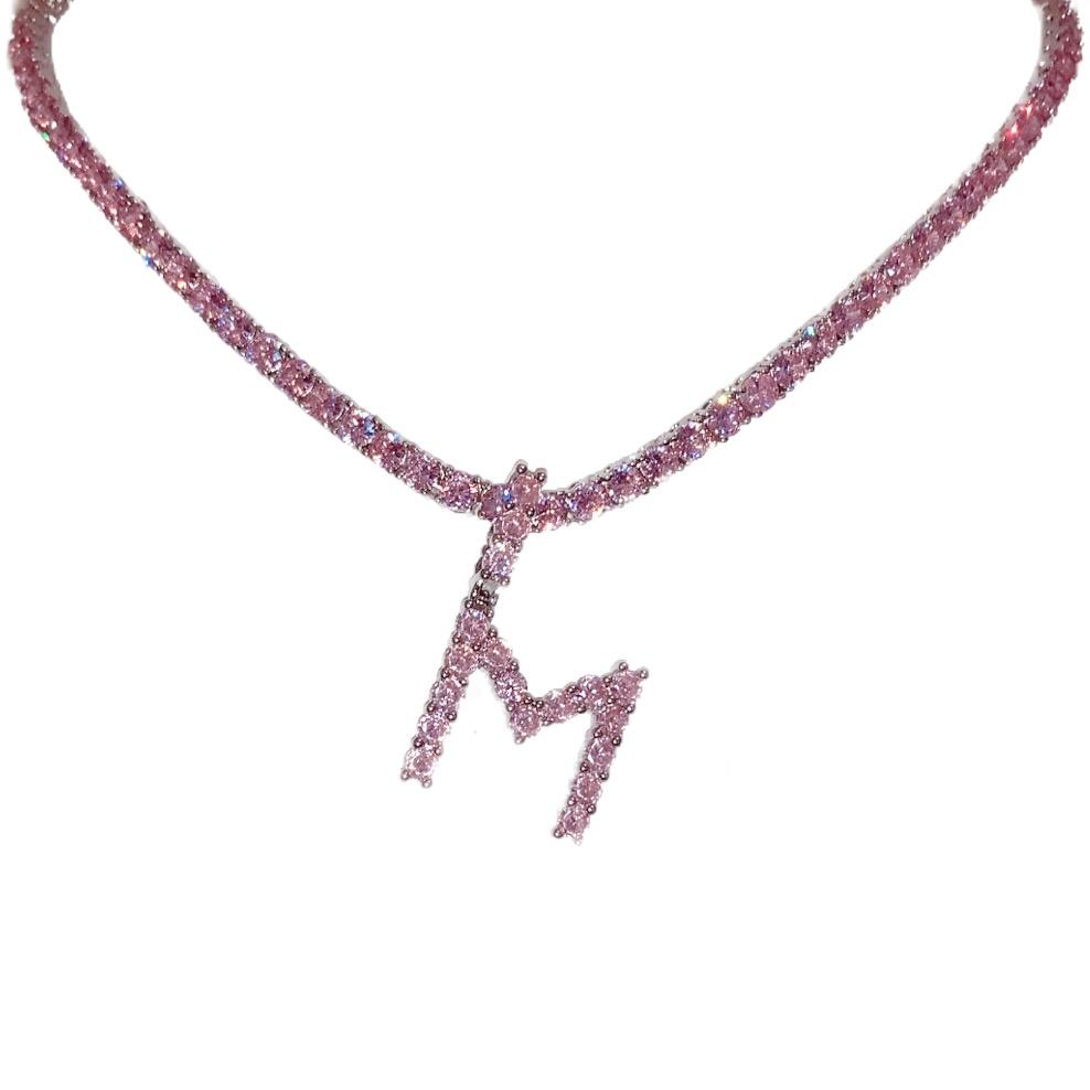 Pink Iced Initial Chain