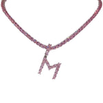 Load image into Gallery viewer, Pink Iced Initial Chain
