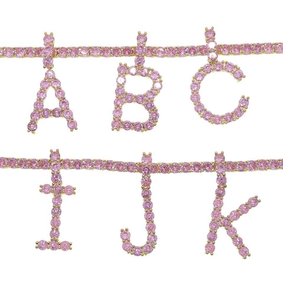 Pink Iced Initial Chain