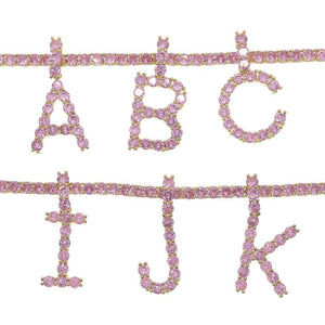 Pink Iced Initial Chain